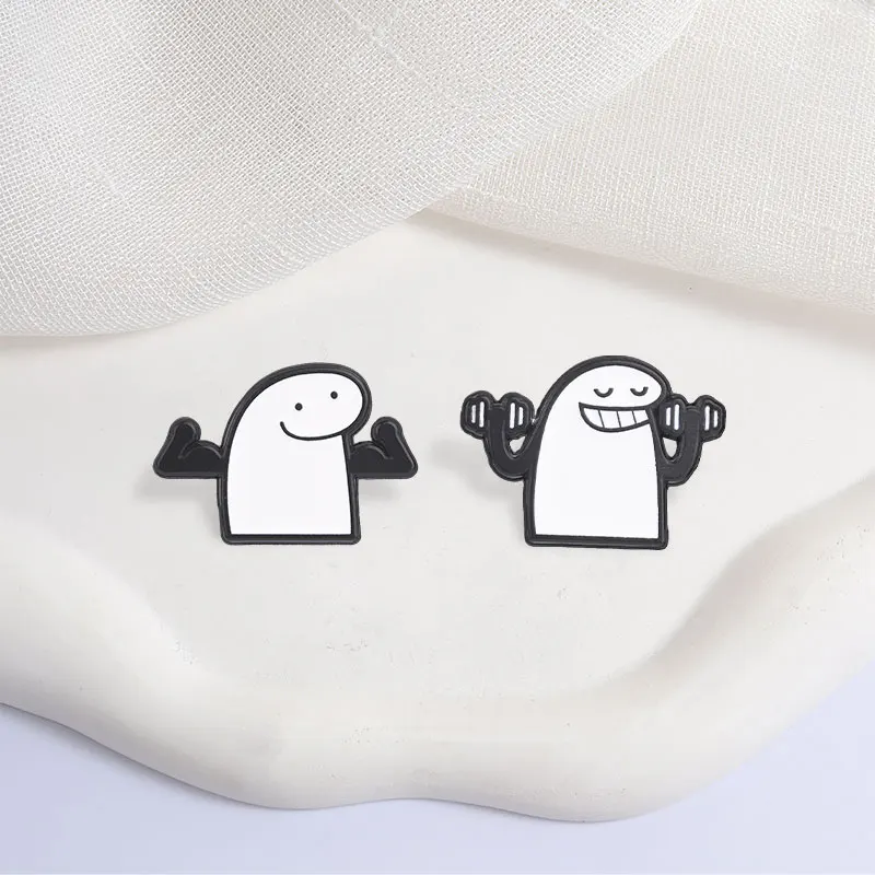 Gym Workout Flork Meme Enamel Dumbbell Weightlifting Muscle Flex Brooches Badge Fitness Lover Jewelry Gift for Friends - view 6