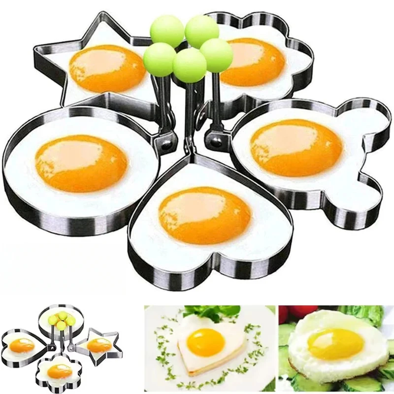 Stainless Steel Omelette Mold Maker Love Star Bear Flower Fried Egg Mold Pancake Shaper Cooking Baking Tools Kitchen Accessories