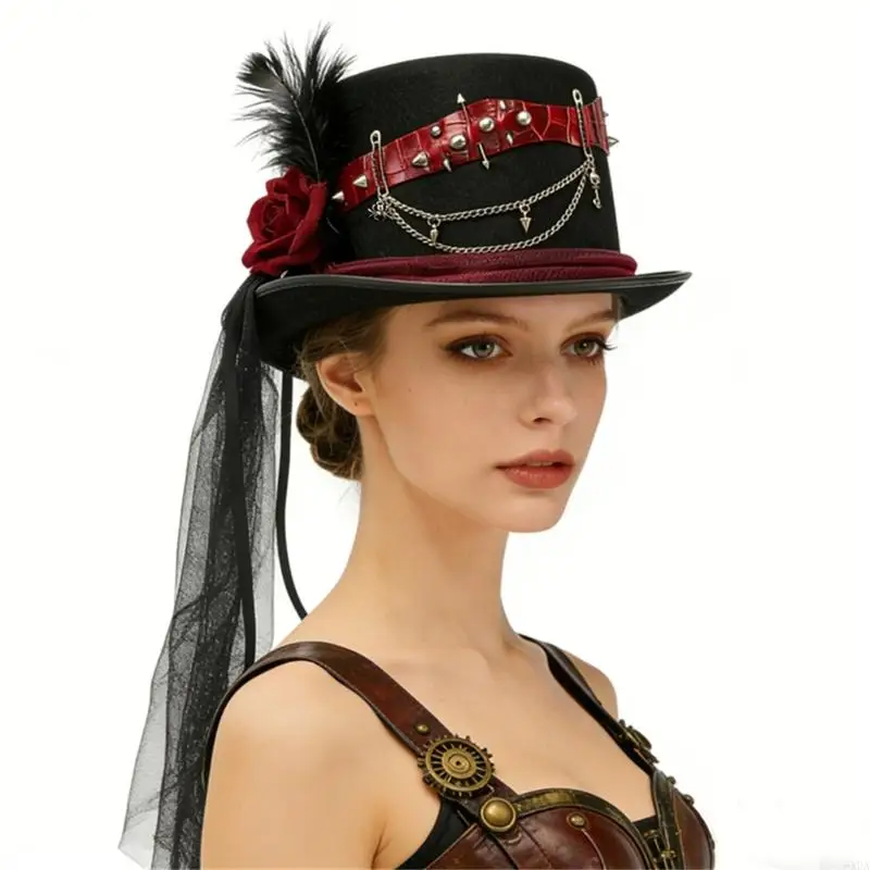 Delicate Flower Accent Mesh Hat With Detail Fancy Dress Accessory For Prom And Casual Outfits 6XDA