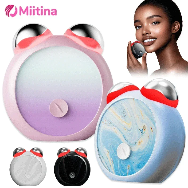 Micro Current Mini Beauty Device Light Lines and Slimming Face Introduction Device Lifting and Firming Teddy Bear Facial Massage