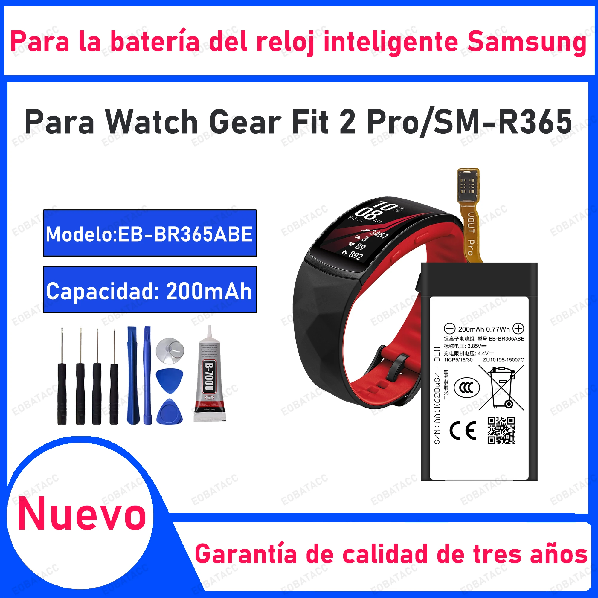 

100% New High Quanlity EB-BR365ABE For Samsung Watch Gear Fit 2 Pro SM-R365 R365 Batteries Bateria+Free Tools