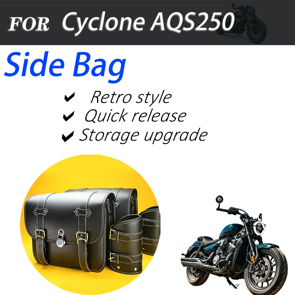 Vintage Quick Release Side Bag For Cyclone AQS250 Motorbike, Storage Luggage Mod Parts
