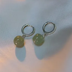 ヴィンテージグリーンの模倣ヘティアンジェイドイヤリングラグジュアリーシニングラウンドシェーディングビーズペンダントドロップイヤリング中国語スタイルパーティージュエリー 10ベストセールスヘティアンジェイドイヤリング-6