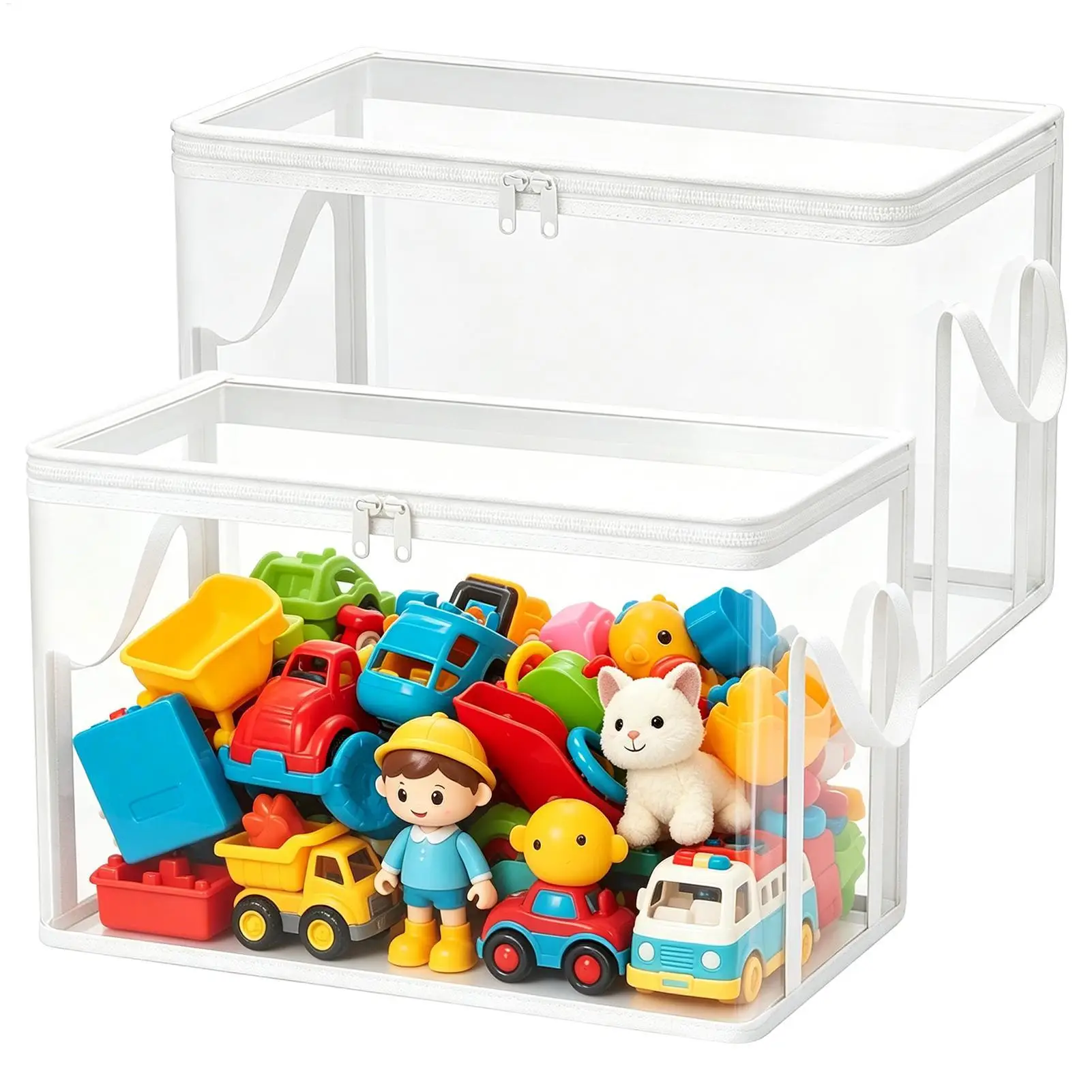 2 Stück 38x24x32cm PVC Spielzeug-Aufbewahrungsboxen Faltbare Spielzeugkiste für Kuscheltiere Plüschpuppen Organizer Multifunktionale Aufbewahrung – Detail 4