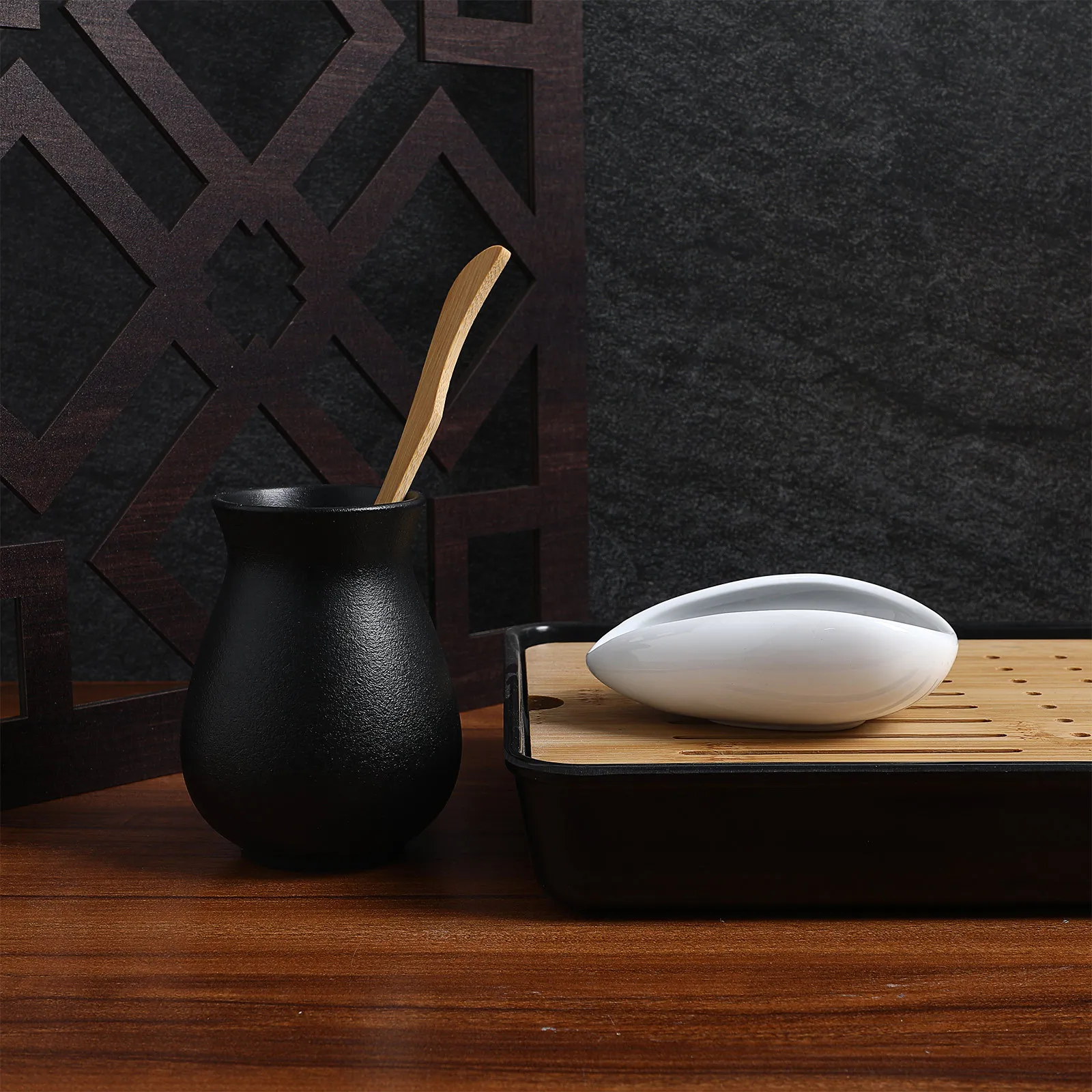 

1Set Elegant Ceramic Tea Accessories Unique Shape Comfortable Grip Ideal Home Office Travel Tea Tray