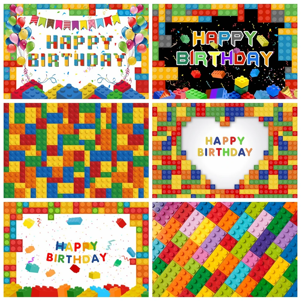 

Toy Building Blocks Colorful Birthday Photography Backgrounds Baby Shower Party Photo Backdrop Decorations Props