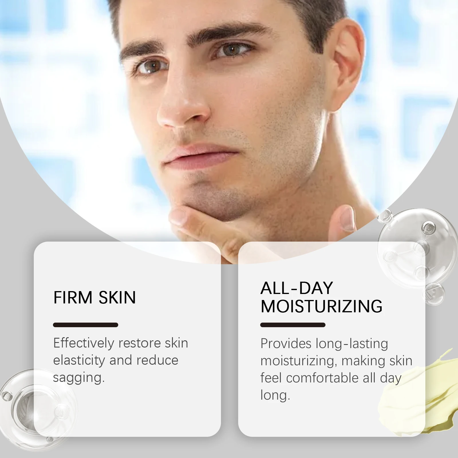 Men's Firming Facial Moisturizer, Minimize Fine Lines, Hydrating Daily Skin Brightening Non-Greasy Lightweight Face Cream