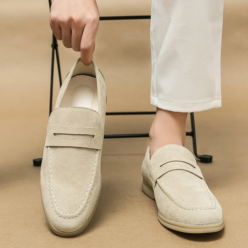Men's shoes large size casual leather fashion foot loafers trend simple formal business