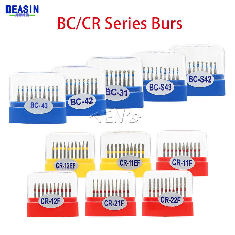 

10pcs/ box Dia.1.6mm Dental Diamond Burs Drills BC/CR Series High Speed Handpiece Polishing Dentistry Tools