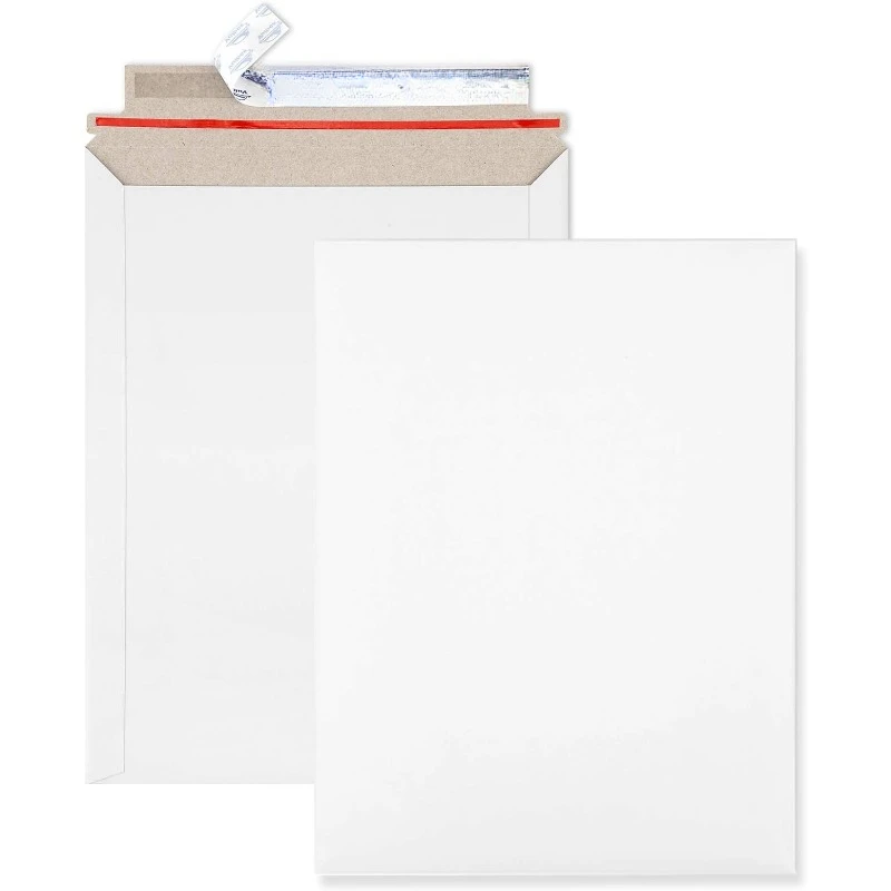 

9x11.5 Self Seal Photo Document Mailers 25 Pack Stay Flat White Cardboard Envelopes, 9.25 x 11.75 Inches