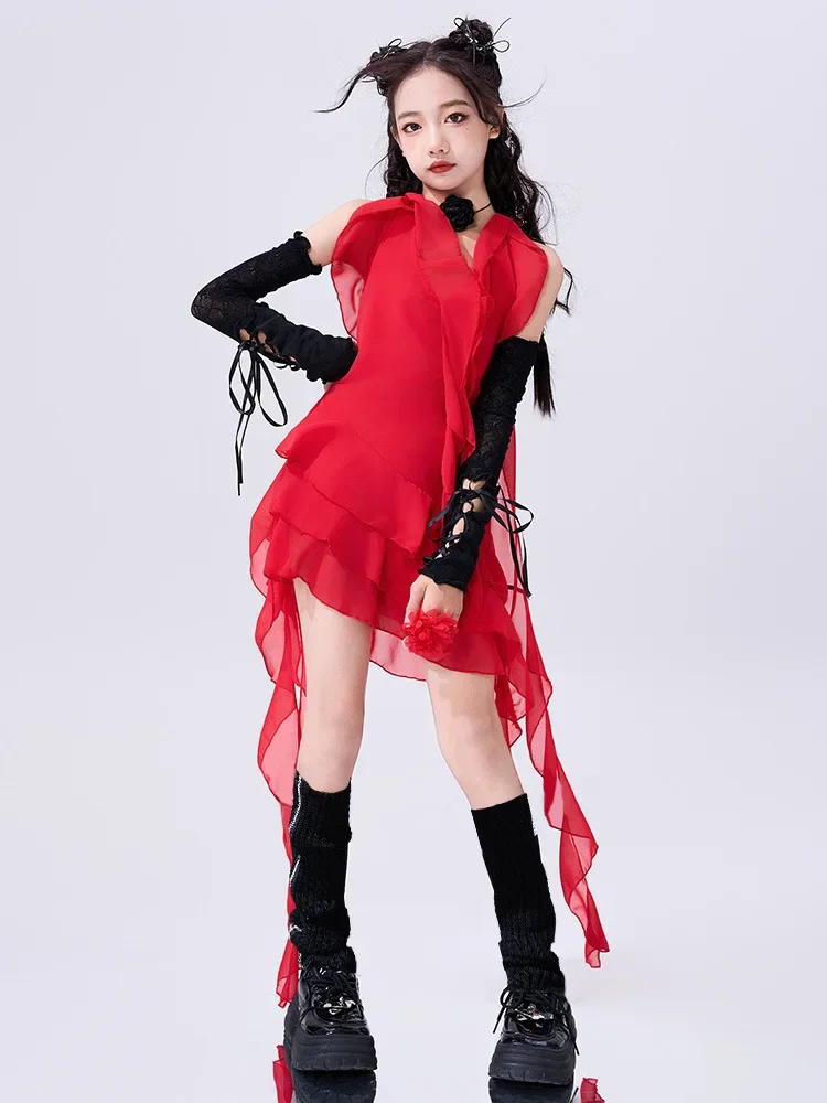 Abito con nastro Abiti da ballo jazz Ballo di strada Hip Hop per ragazze Abito da spettacolo Festival musicale Abiti da passerella