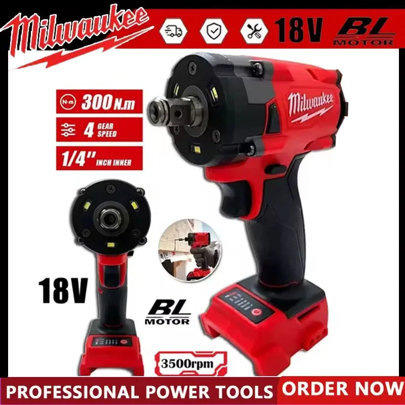 

Milwaukee Brushless Cordless 1/2 Electric Wrench Car Truck Repair Screwdriver Impact Drill Rechargable For Battery Tools