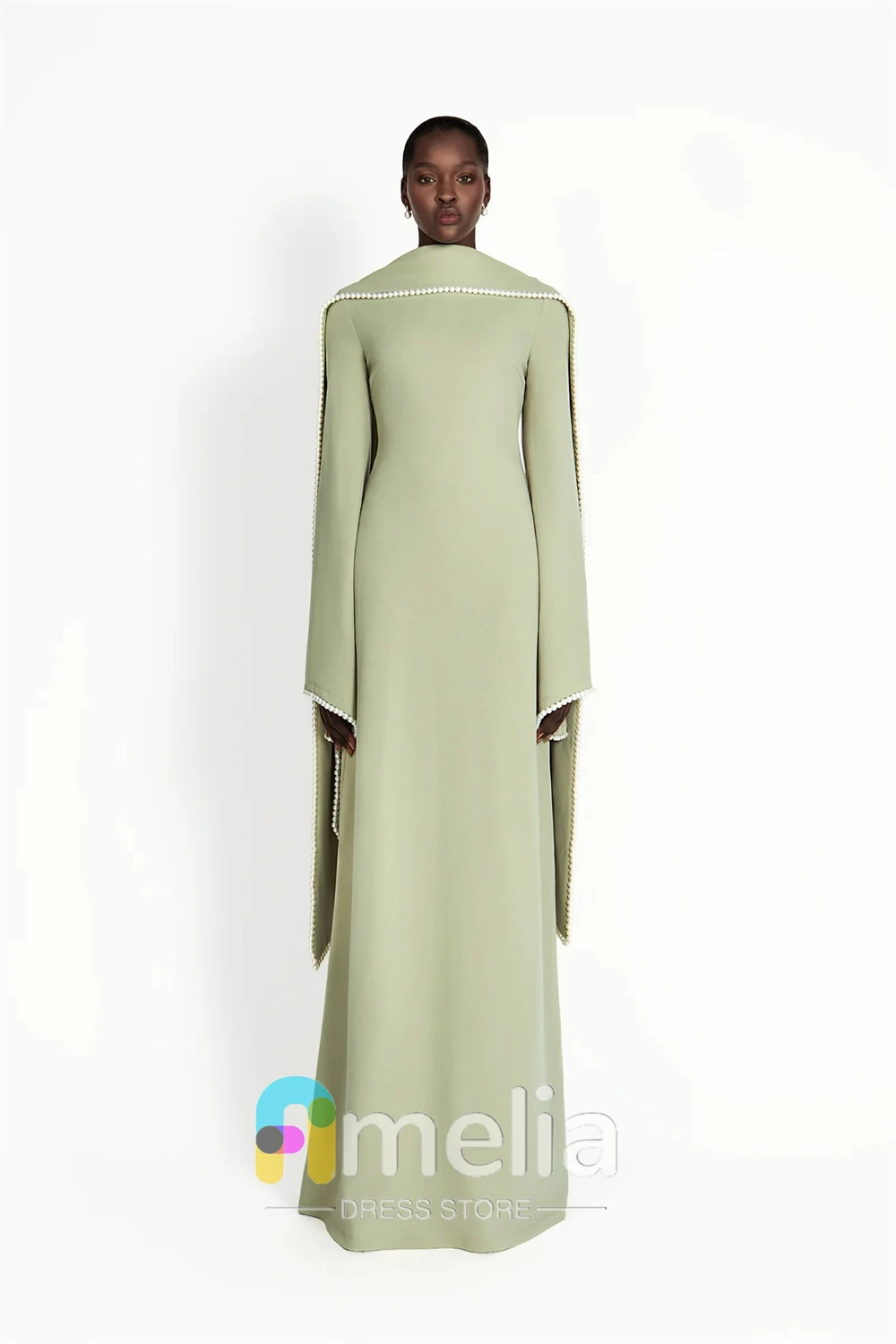 Amelia – robe de soirée en crêpe, col rond, pour Occasions spéciales, robes formelles élégantes pour femmes, dubaï, 2024