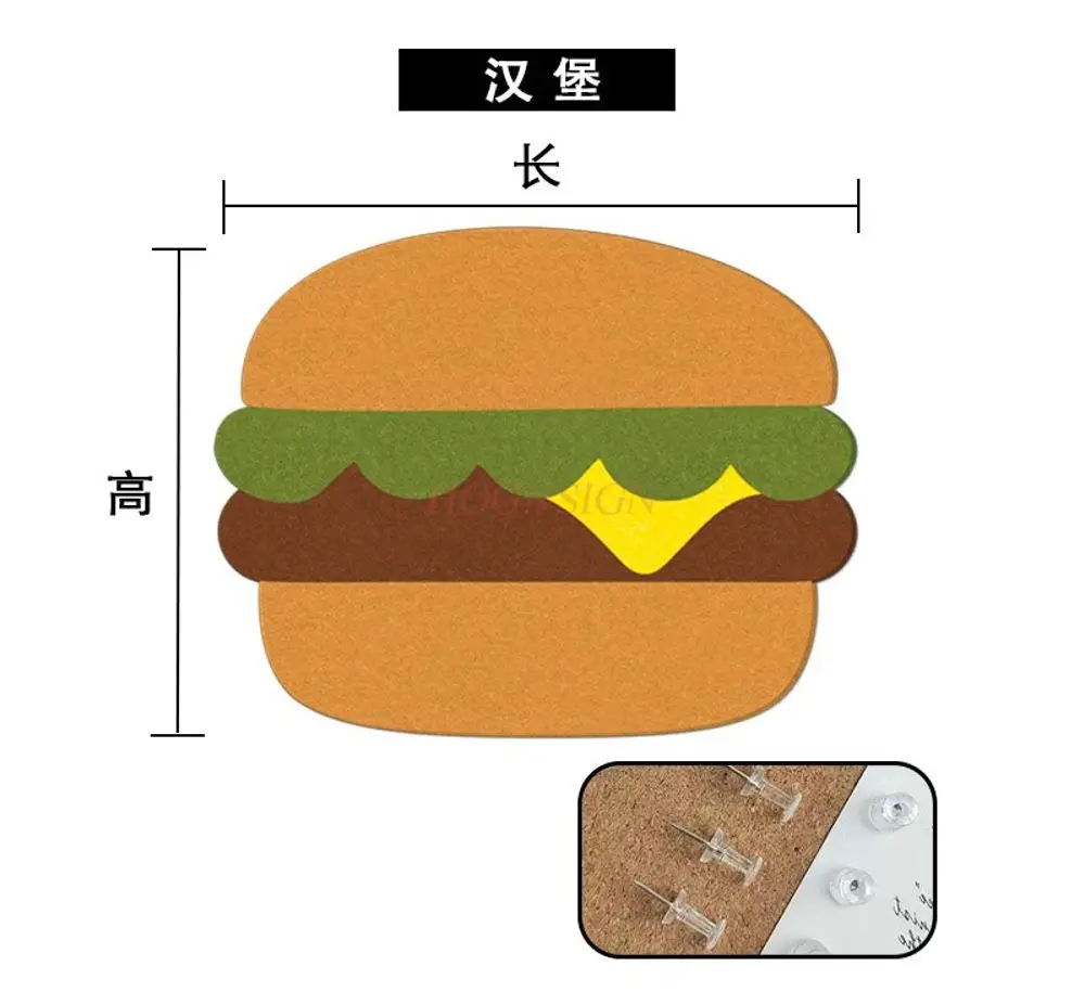 1pcs Creative Burger Felt 3D Wall Stickers Cartoon Wall Renovation and Ugly Covering Decoration