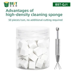 50 Pcs High Density Cleaning Sponge + 1Pcs Claw Pick Up Tool for Mobile Phone Motherboard Repair Clean Tools
