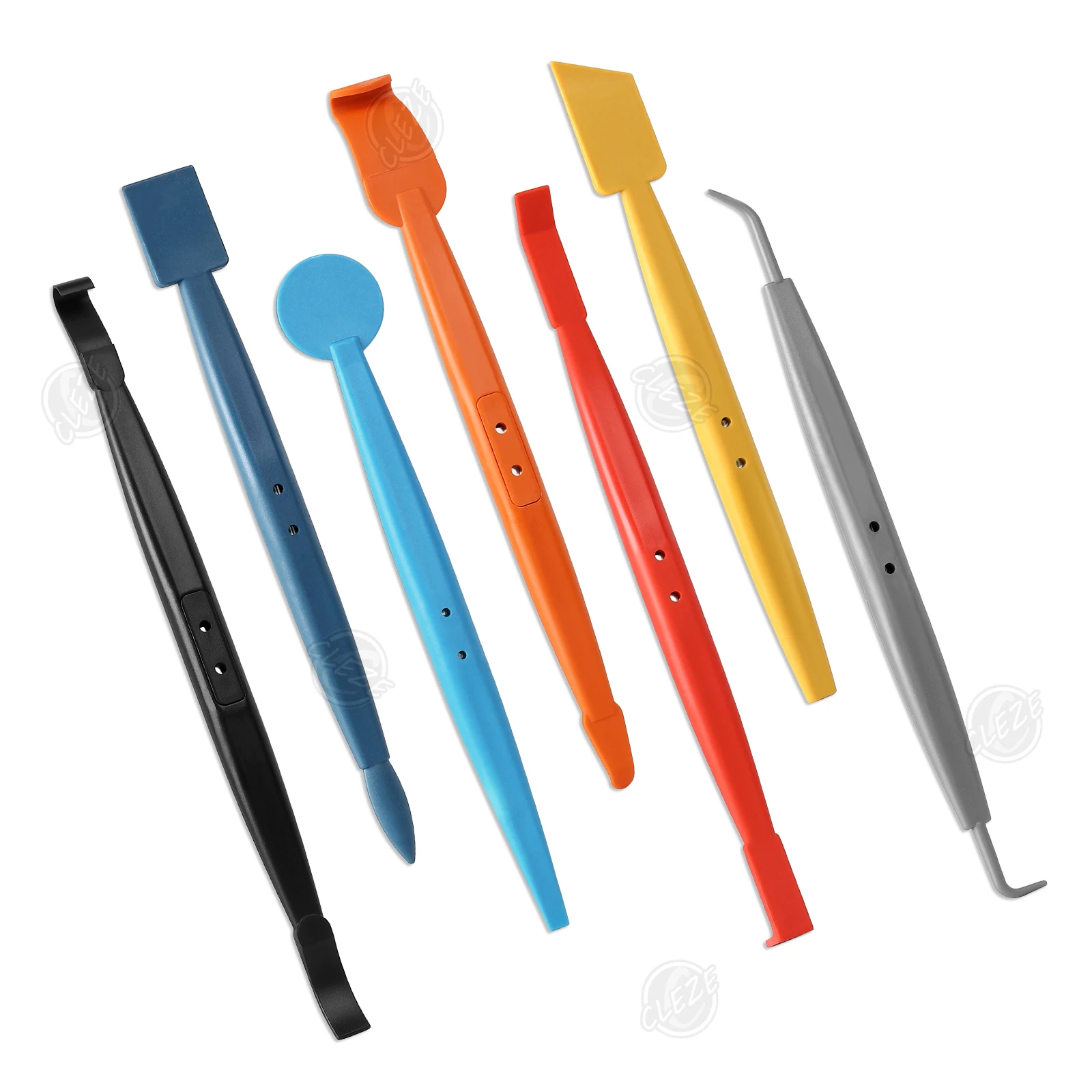 CLEZE 7 in 1 Magnetic Vinyl Wrap Tucking Tools Kit for Car PPF Window Tint Film Installation Curved Slot Squeegee Set