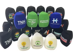 Microphone foam Custom logo Flocked Microphones Sponge Triangle Shape Mic Foam Cover flocking logo bonnette micro personnalisé
