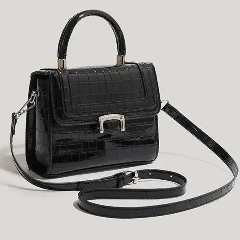 

Y2k винтажная квадратная сумка через плечо женская Bloom ретро черная сумка-мессенджер High Street с ручкой из крокодиловой кожи шикарная кожа