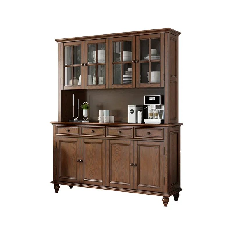

American solid wood side cabinet, simple, against the wall, kitchen, cabinet, double door wine cabinet, shelf