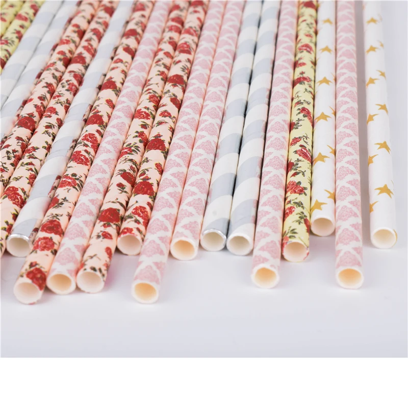 25 Pcs Mixed Pink Style Paper Straw Colorful Wedding Best Choice Decoration Supplies Party Coffee Disposable Environmentally