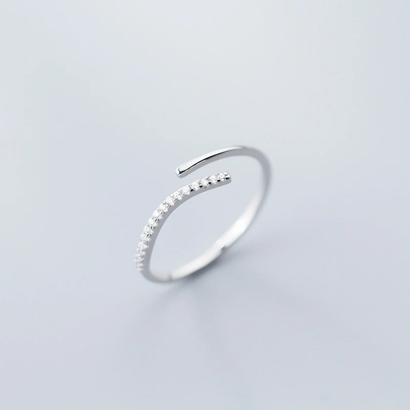 Women's 925 Sterling Silver Adjustable Stackable Zircon Ring