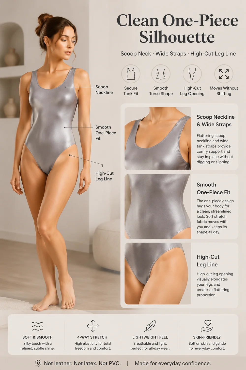 Maillot de Ballet Brillante para Mujer Adulta, Sin Mangas, Cuello Redondo, Corte Alto, Traje de Danza de Una Pieza para Entrenamiento y Actuación