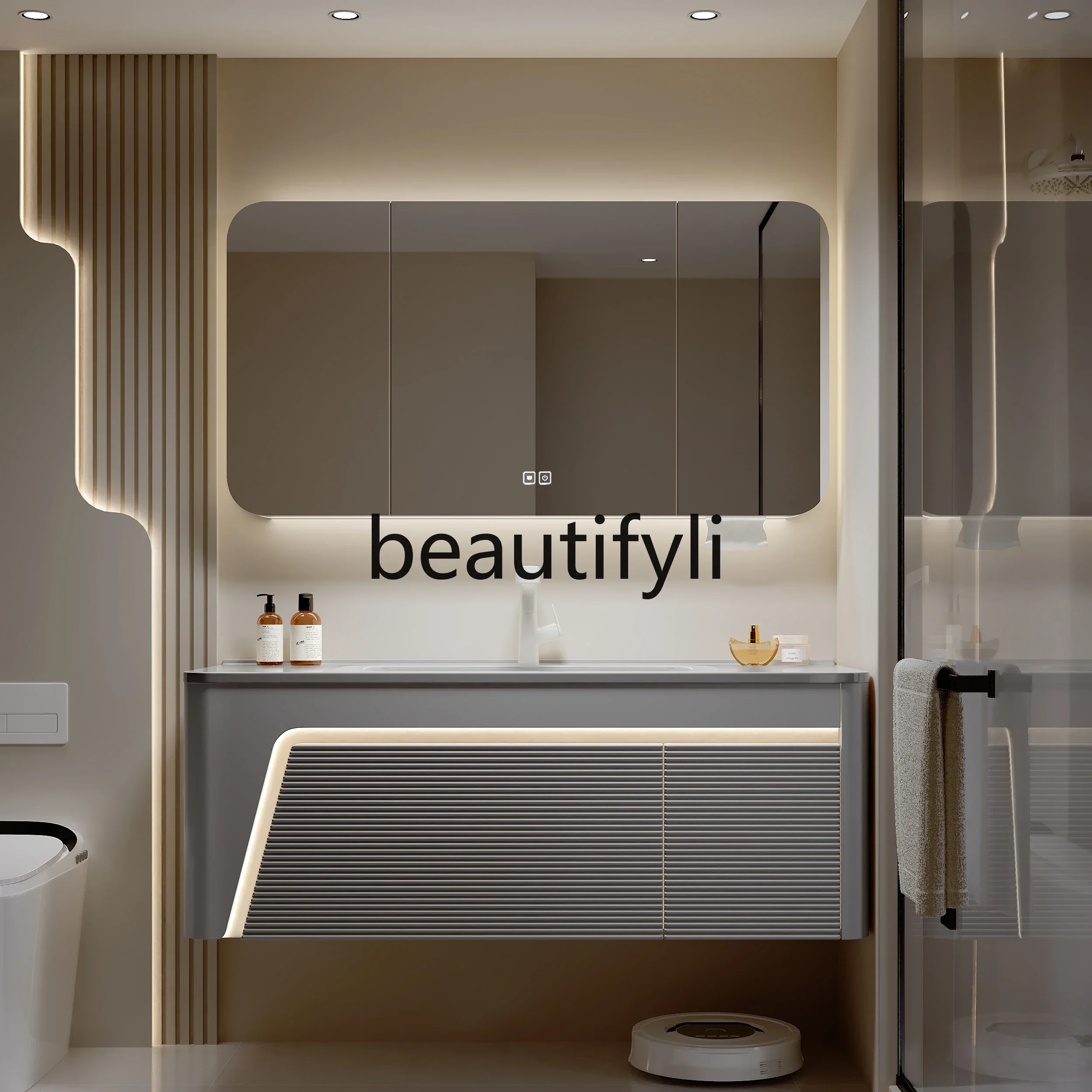 

ss K178 ss25 Cream wind ceramic integrated basin bathroom cabinet toilet washbasin solid wood oak washbasin combination