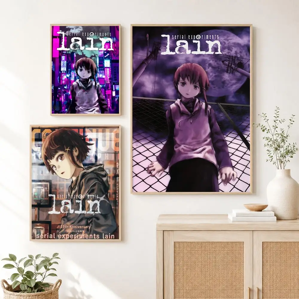 Classic Anime S-Serial Experiments L-lain Poster Self Adhesive Wall Art Decor for Bedroom Living Room Office Home Decor Gift