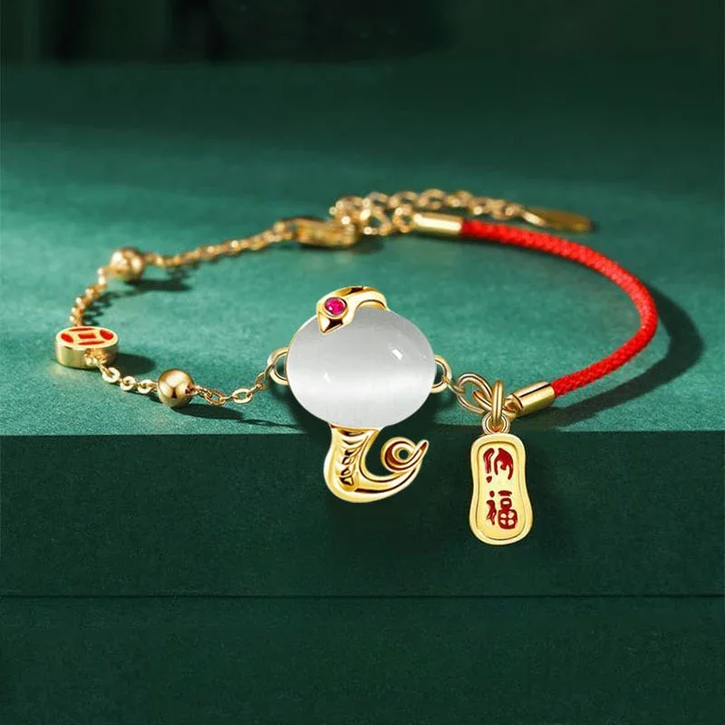 2025 Snake Year Red String Bracelet for Women Men Cute Zodiac Snake Charm Braided Rope Chinese Feng Shui Amulet Lucky Bracelets