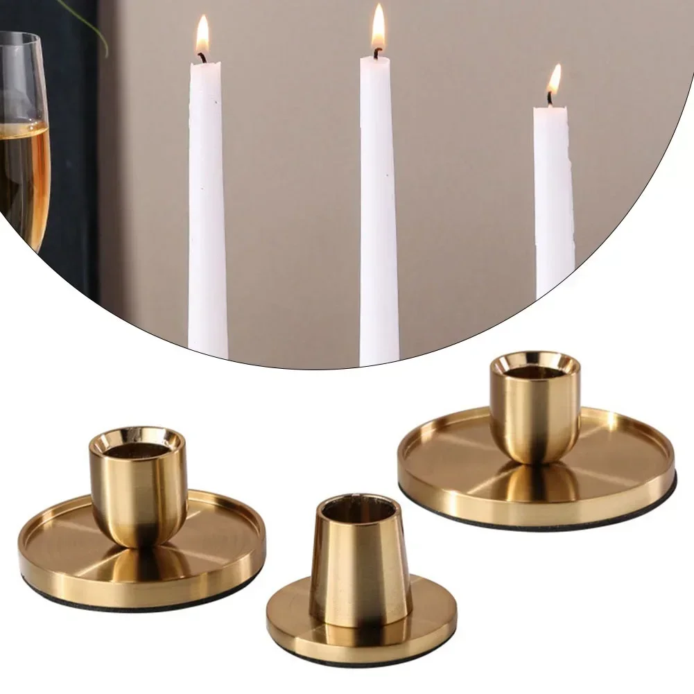 1pcs Candle Holder Desktop Candlestick Adornment Metal Candlestick Taper Candle Holder With Handle Home Wedding Decorations