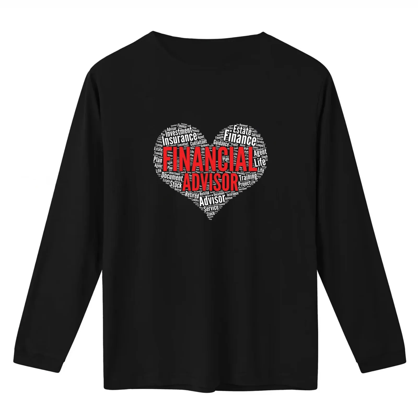 Financial Advisor Heart Shape Word Cloud Design design T-Shirt Summer Casual Cotton Tee Oversized Streetwear Tops 100% Cotton