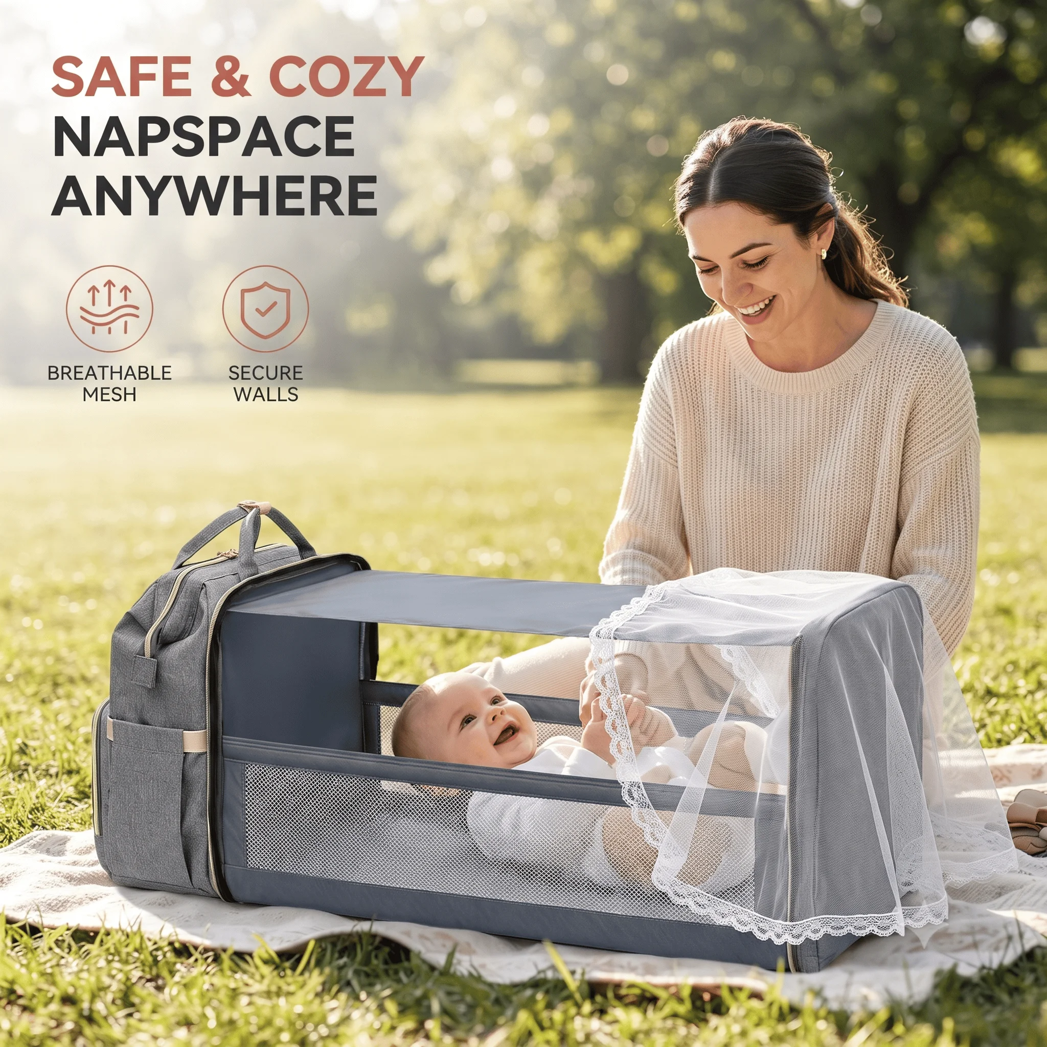 4-in-1 Baby Travel Backpack; Built in USB Port 6