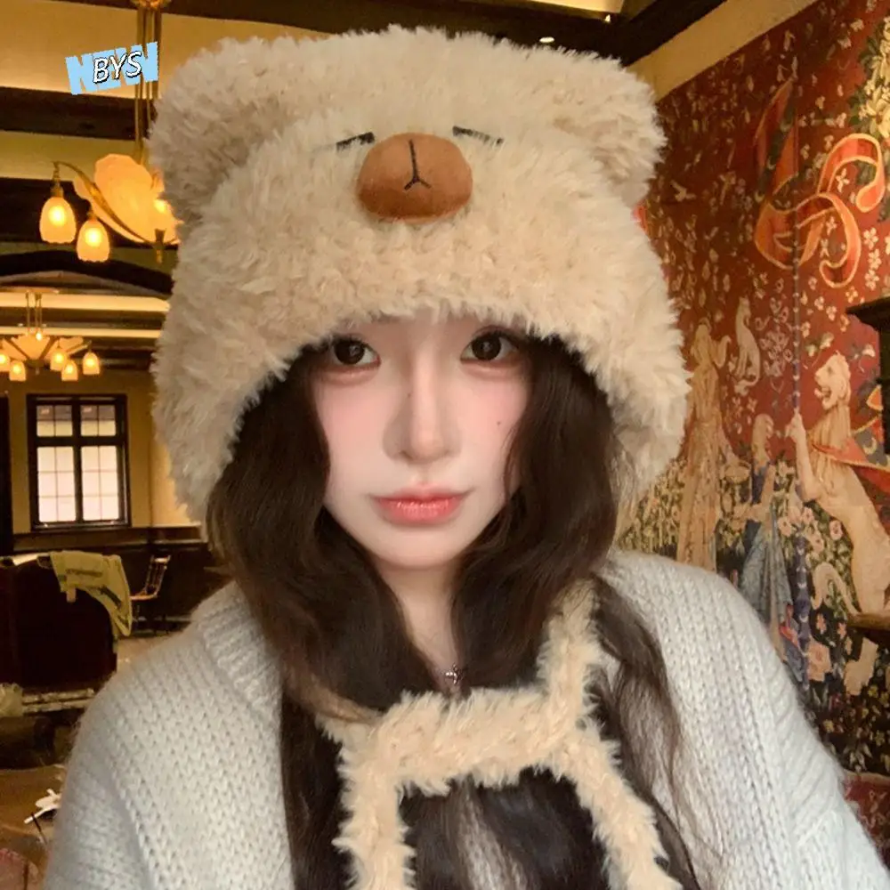 

Fashion Cartoon Capybara Pullover Hat Kawaii Thickened Animals Ears Beanie Hat Elastic Solid Color Woolen Hat Girls