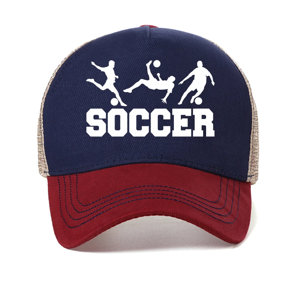 

Soccer Gift print Baseball Cap Women Men Adjustable Football Lover mesh Trucker Hat Outdoor casual play football Snapback Hats
