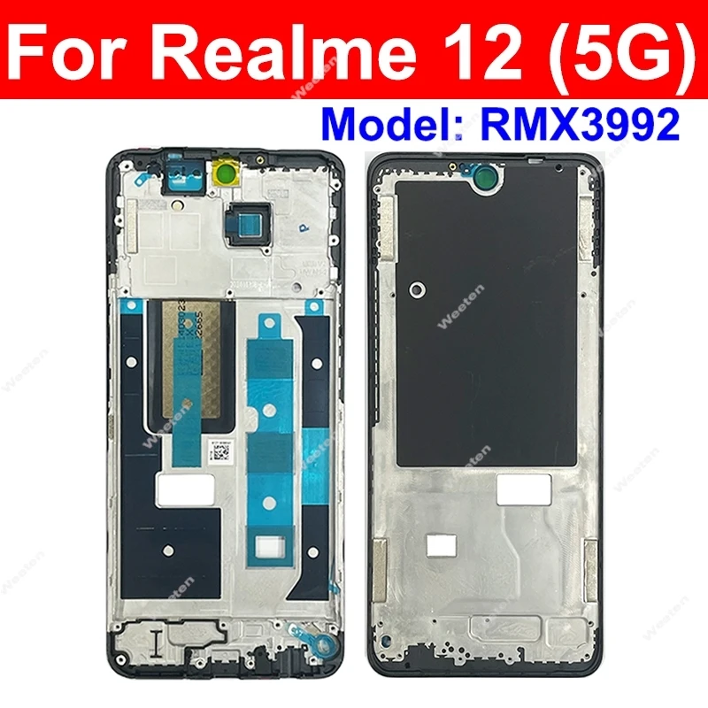 For Realme 10 11 12 Plus 10S 10T 11X 12X 12+ 12Lite 12 Lite 4G 5G LCD Frame Housing Front LCD Frame Holder Cover Bezel Parts