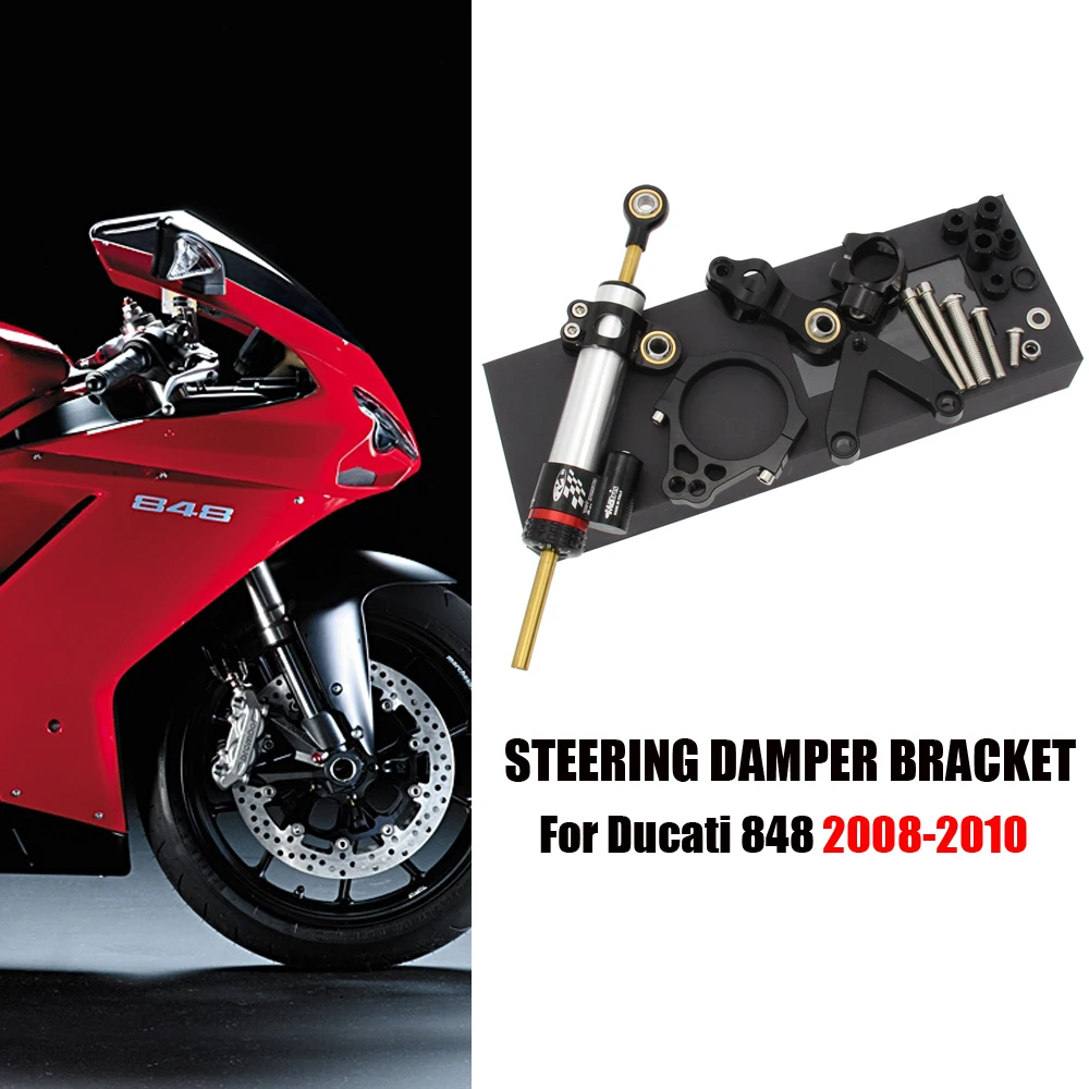 

For Ducati 848 CNC Steering Damper Stabilizer w/ Bracket Set Saftety Control Kit 2008-2010 Anodized Motorbike Parts Accessories