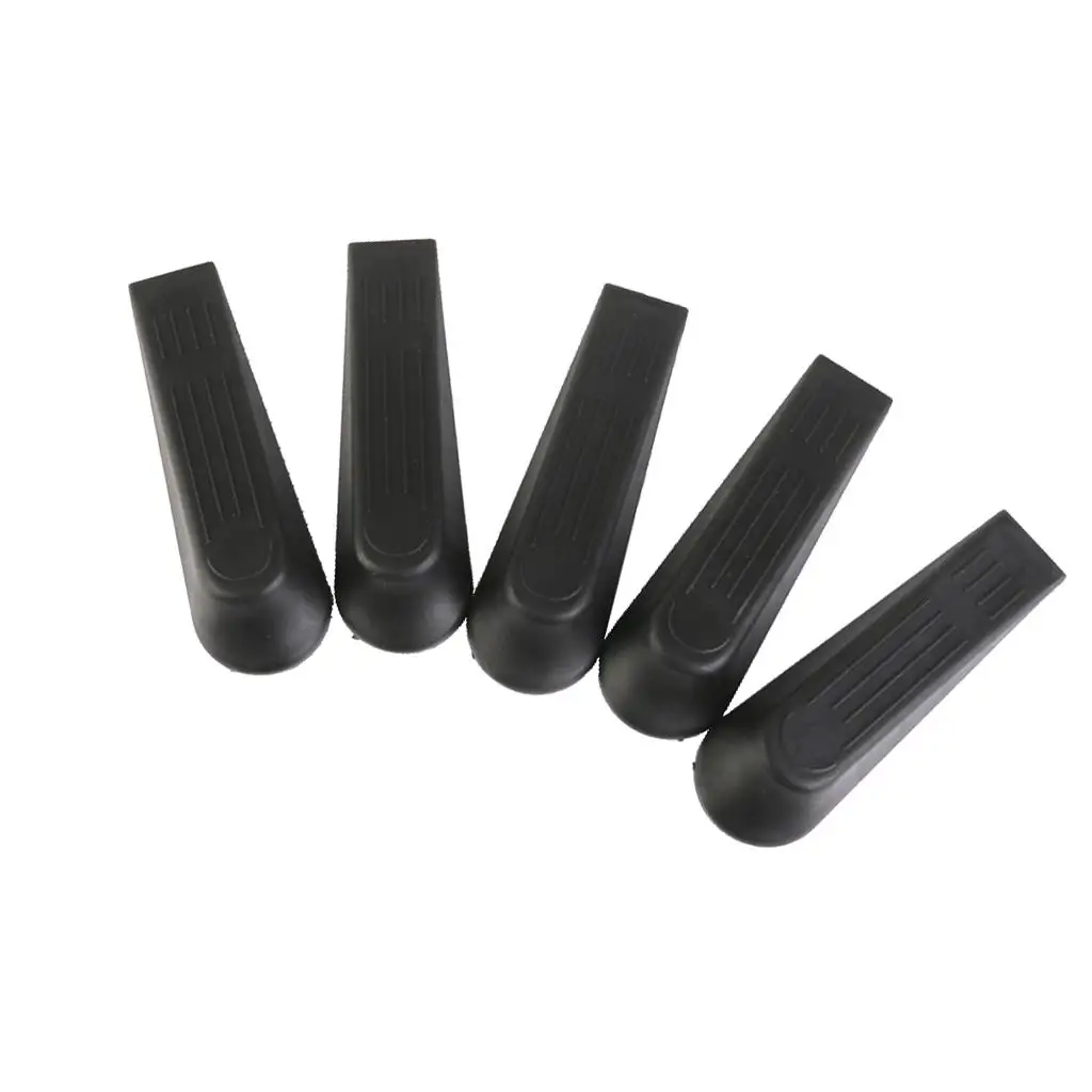 5pcs Black Plastic Door Window Stops Stoppers Wedges Jam Block Home Office