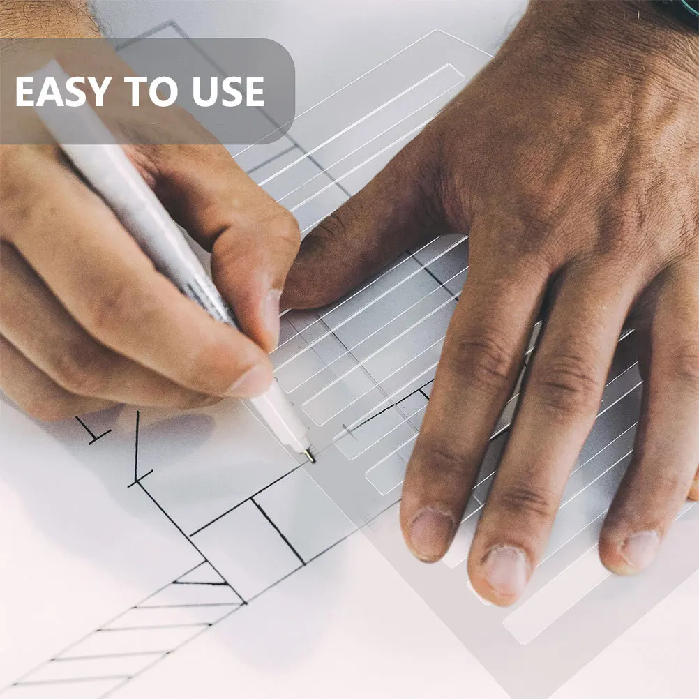 2pcs Exam Ruler Transparent Plastic Drawing Ruler For School Kids Classroom Grid Stencil Template Student Supplies