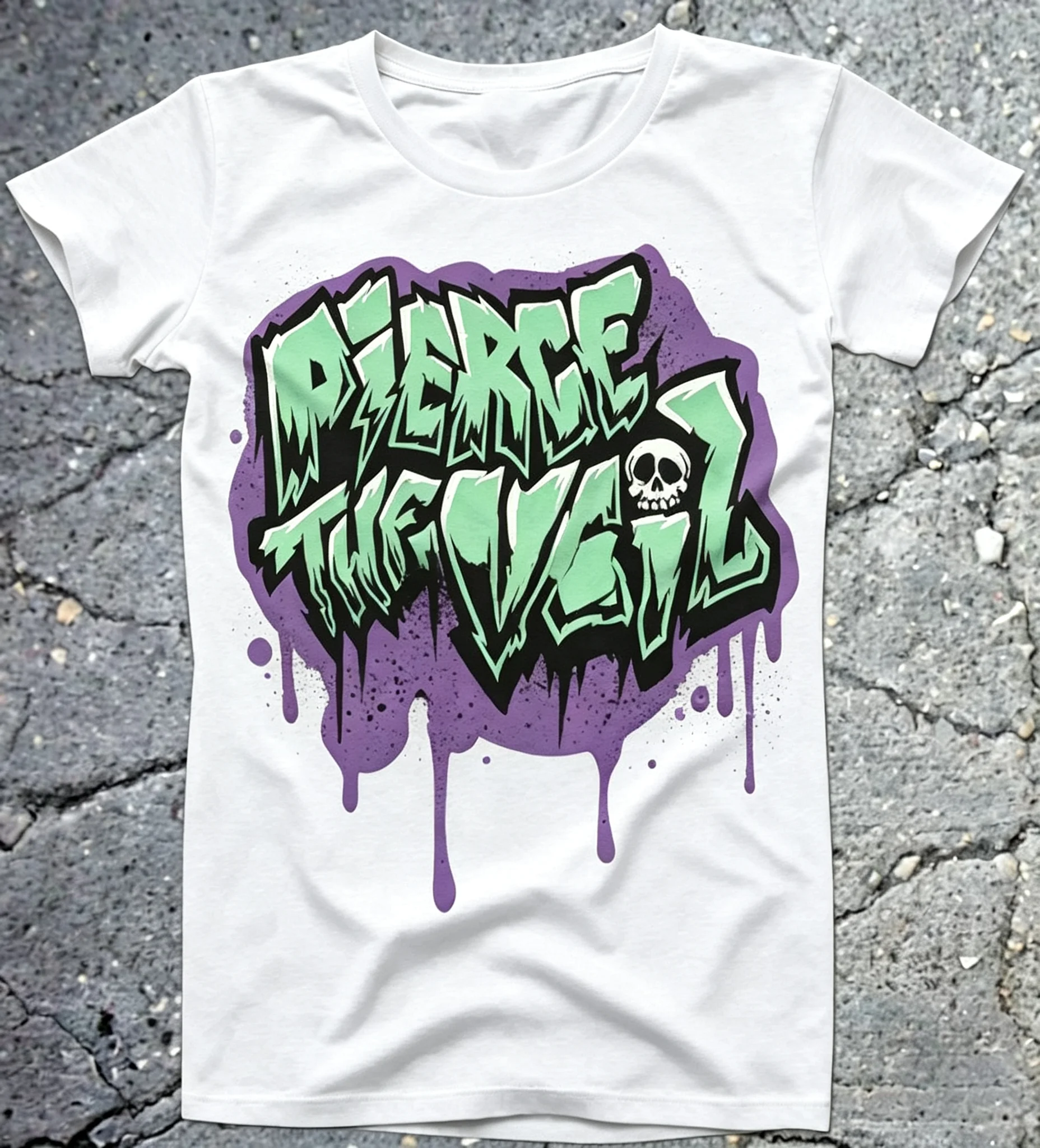 2026 Graffiti Paint Drip Skull Graphic T-Shirt Kids Adults Crew Neck Short Sleeve Tee Grunge Punk Streetwear Casual Tops