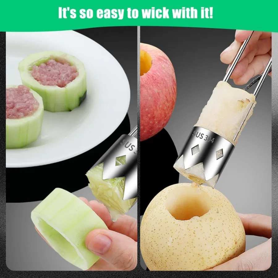 2024 Nieuwe roestvrijstalen rode bel peperzaadboor voor groenten en fruit Keukengadget Efficiënte fruit- en groentekern