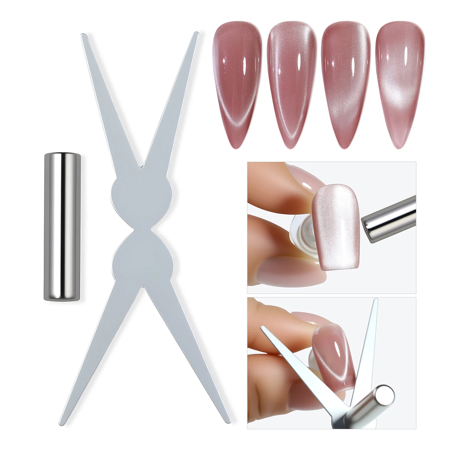 Professional Nail Art Tool Dual Head Magnetic Cat Eye Gel Polish Wand for Manicure Salon DIY French Design Durable Metal