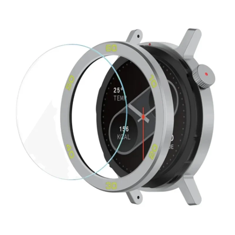 AA08-Metal Lunetta Anello Protezione in metallo Cassa dell'orologio Coperchio del cinturino Pellicola in vetro temperato Orologio Lunetta Shell per CMF By Watch Pro 2