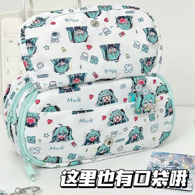 Hatsune Miku Pencil Bag Cute Cartoon High Aesthetic Multi-Layer Stationery Pouch Large Capacity Multi-Functional Pen Case