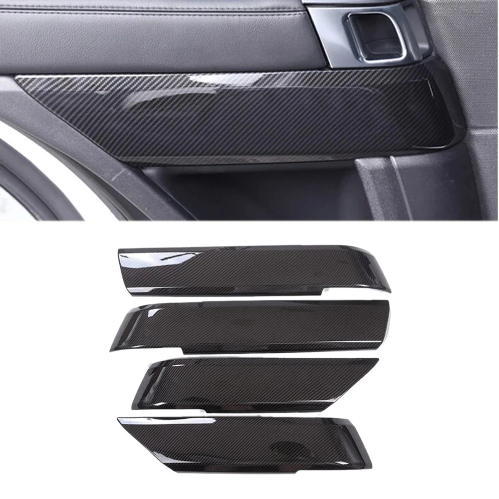 4Pcs Carbon Fiber Style ABS Plastic Inner Door Decoration Cover Trim for Land Rover Range Rover Sport RR Sport 2014-2020