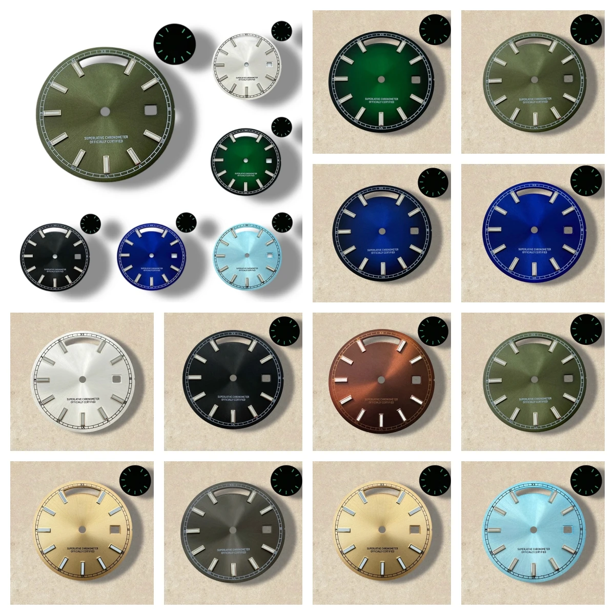 

31mm S Logo Day And Date Dial Fit 8285 Movement Green Luminous Sunray High-Quality Dial Watch Modification Accessories