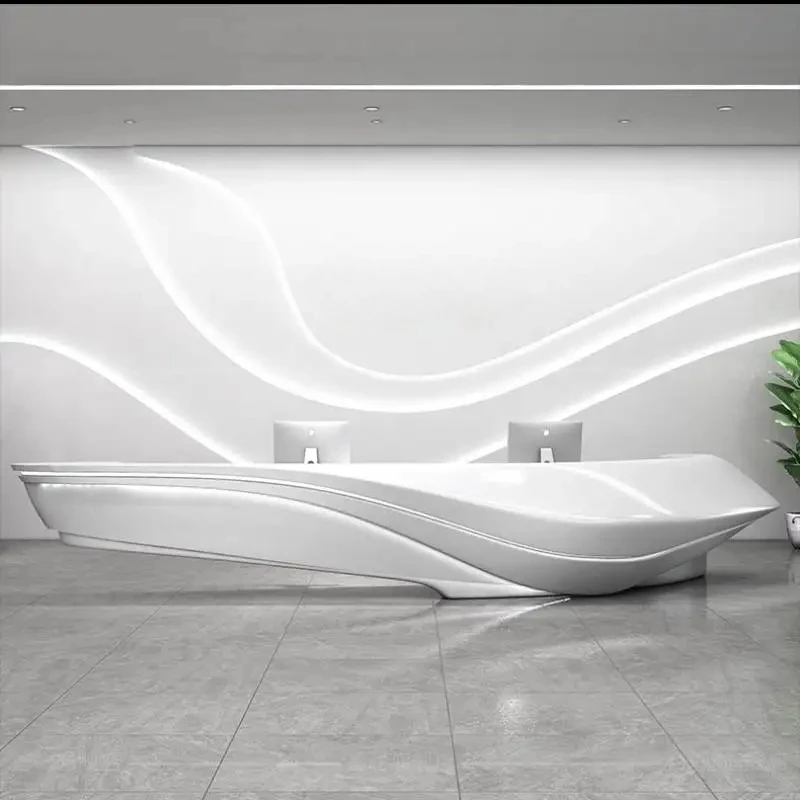 Internet Celebrity Reception Desk Paint Front Company Curved Hotel Beauty Reception Desk Salon Cashier Fashion Rezeption Theke