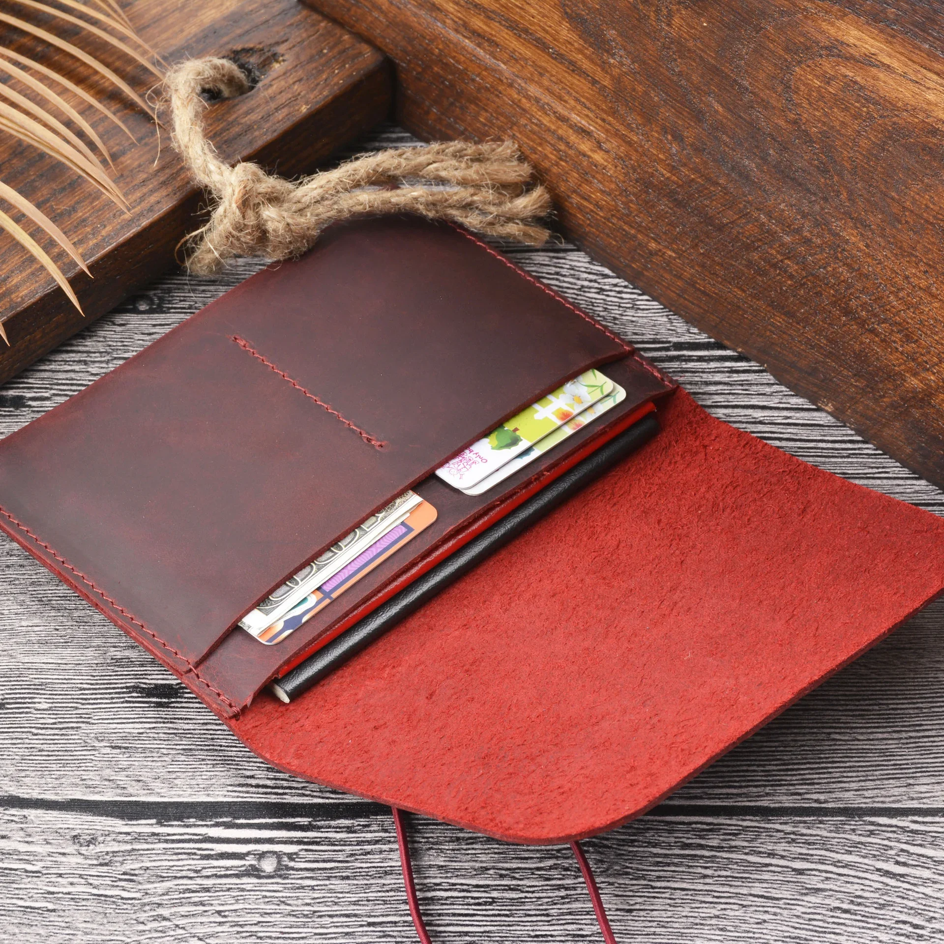 Moterm-funda para pasaporte con tarjetero de identificación de crédito, Cartera de cuero de Caballo Loco, Vintage, personalizable, venta al por mayor