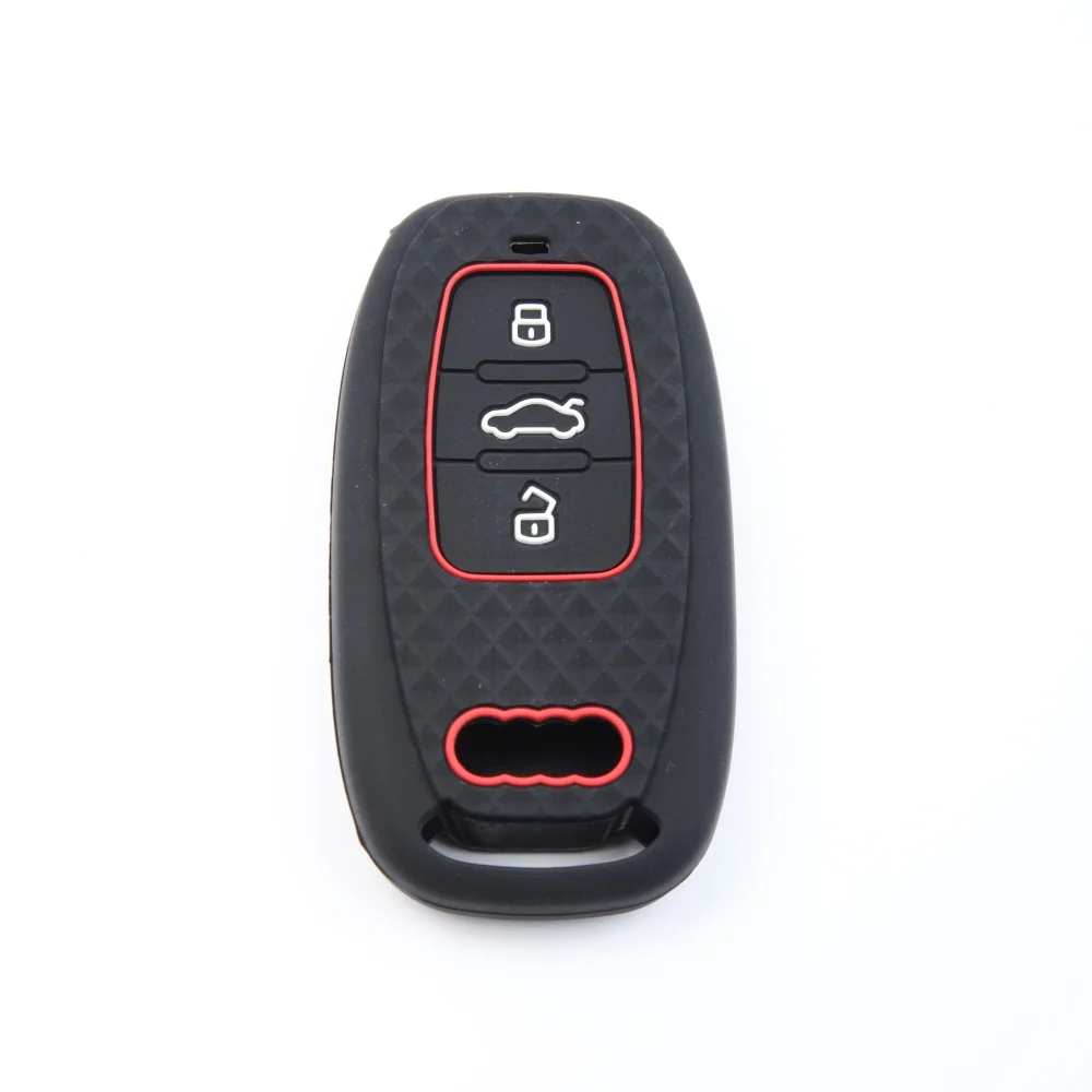 New Silicone Remote Control Car Key Cover Case Wallet for Audi Q7 A6 C7 A1 A5 A4 B9 A3 A6 C5 Q5 3 Buttons Keyless Accessories