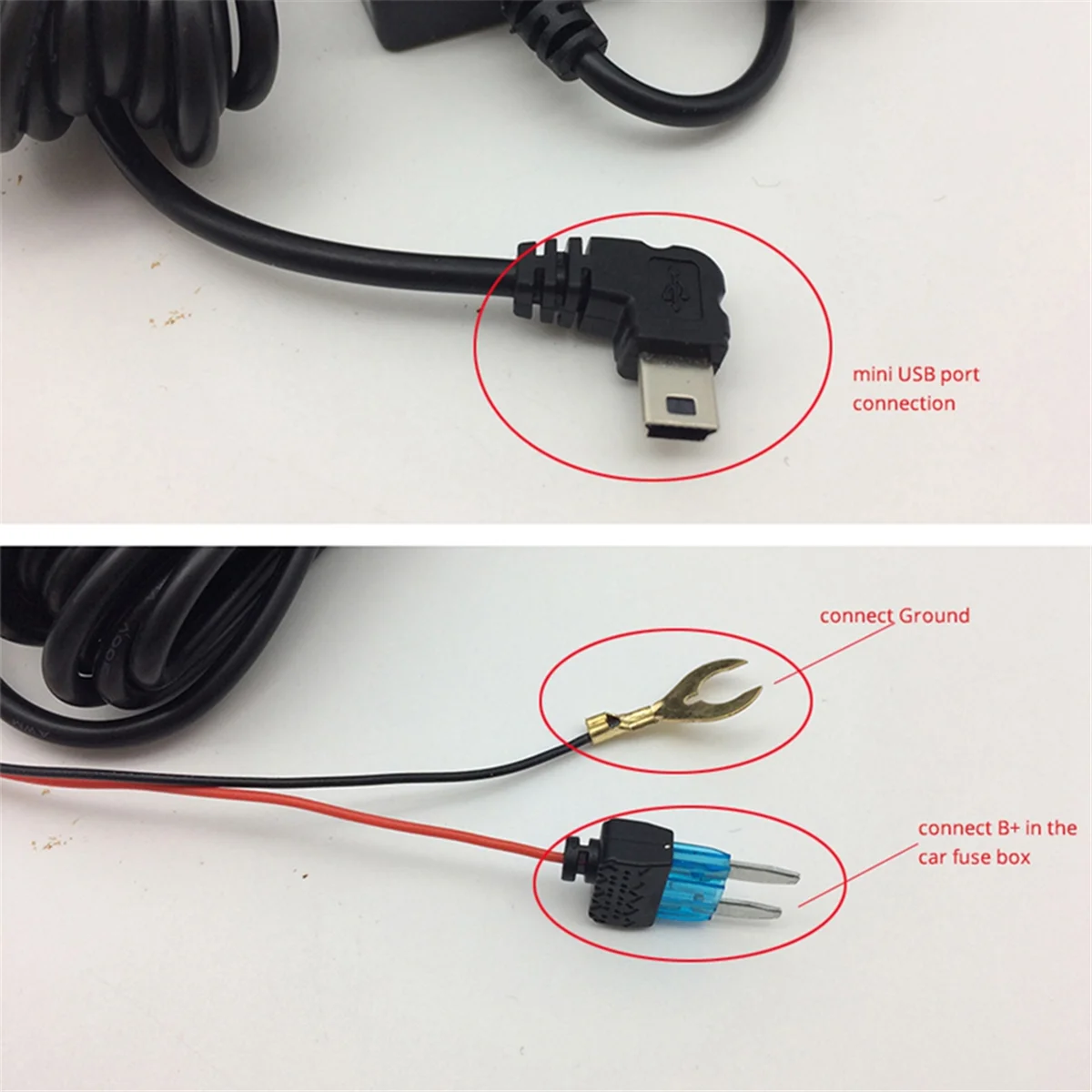 車のダッシュカムワイヤー12/24Vから5V車のダッシュカムワイヤー3.2mミラーDVRハードワイヤーケーブルキットビデオレコーダーミニマイクロUSB充電器ライン