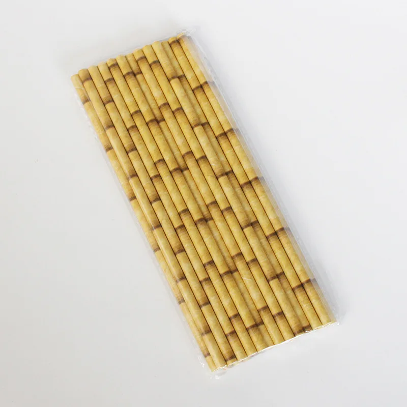 50Pcs Creative Panda Bamboo Paper Straws Bar Juice Drinking Disposable Straw for Baby Shower Birthday Party Wedding Decoration